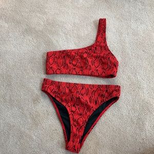 Red snake skin bikini